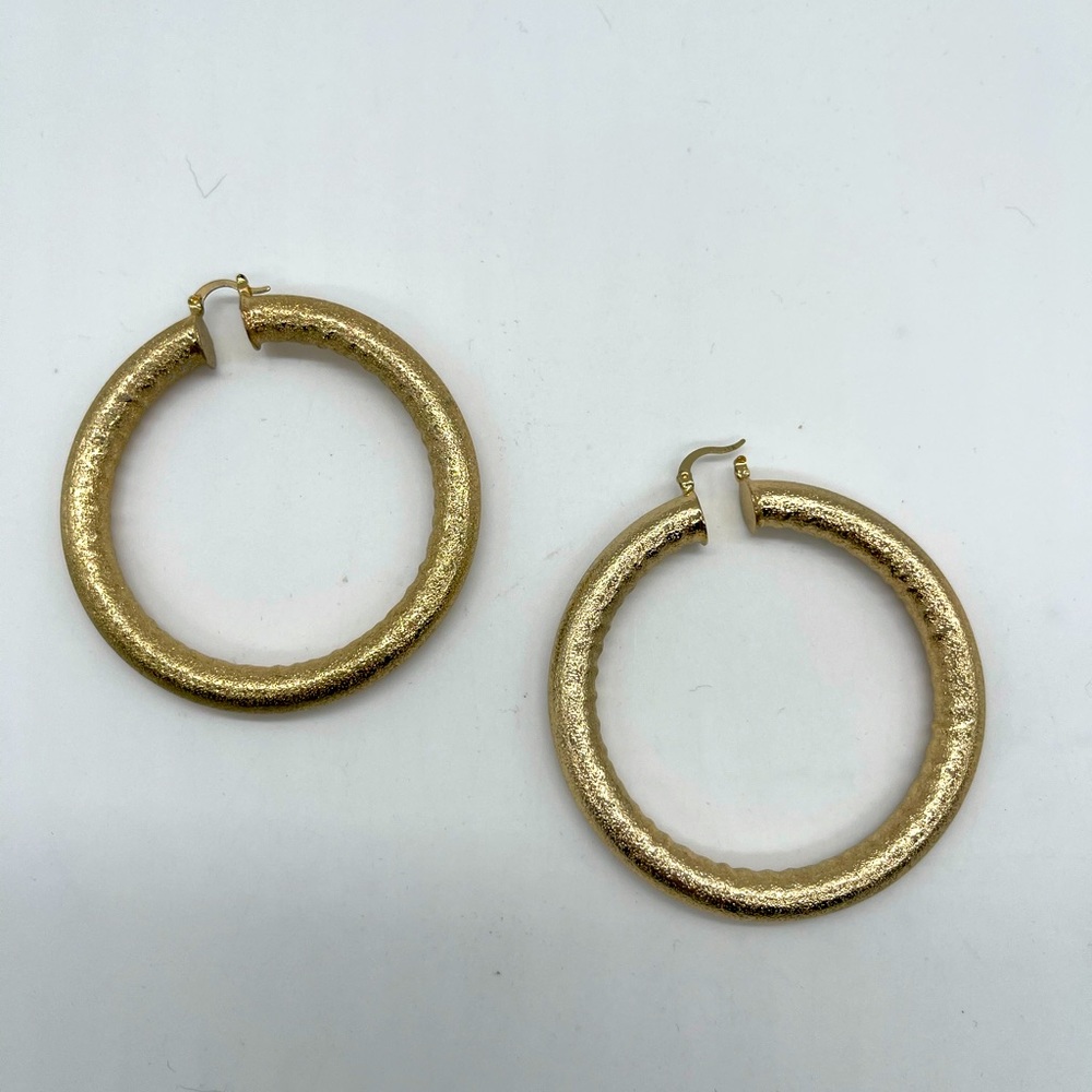 Gold Tone Chunky Hoops Earrings